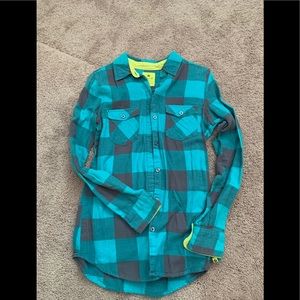 Teal and gray flannel